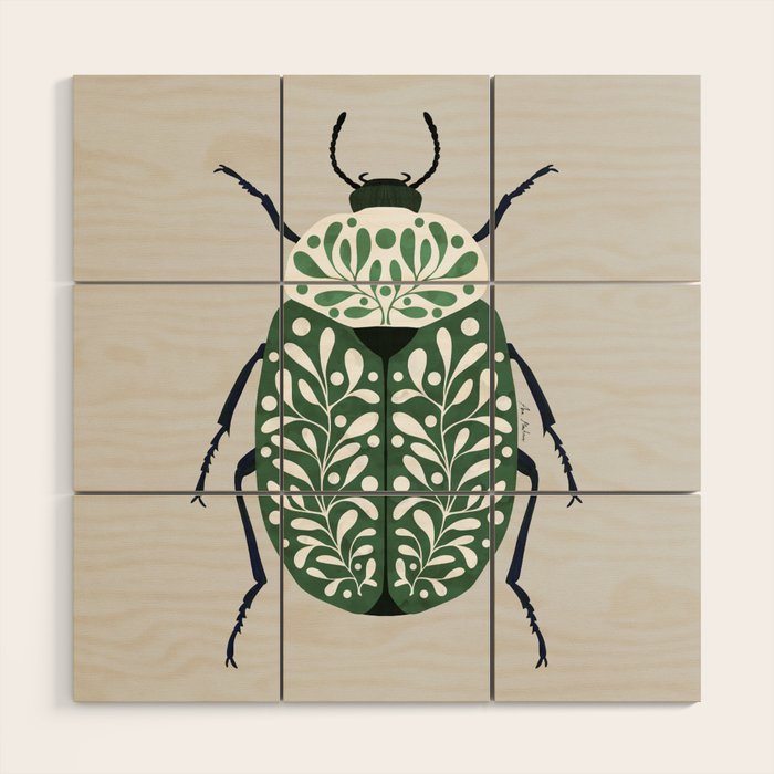 Beetle and leaves Wood Wall Art Gallery Image 1