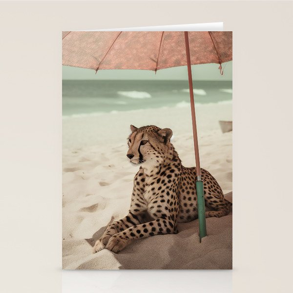 Cheetah's Vacation, Beach Prints Stationery Card Gallery Image 2