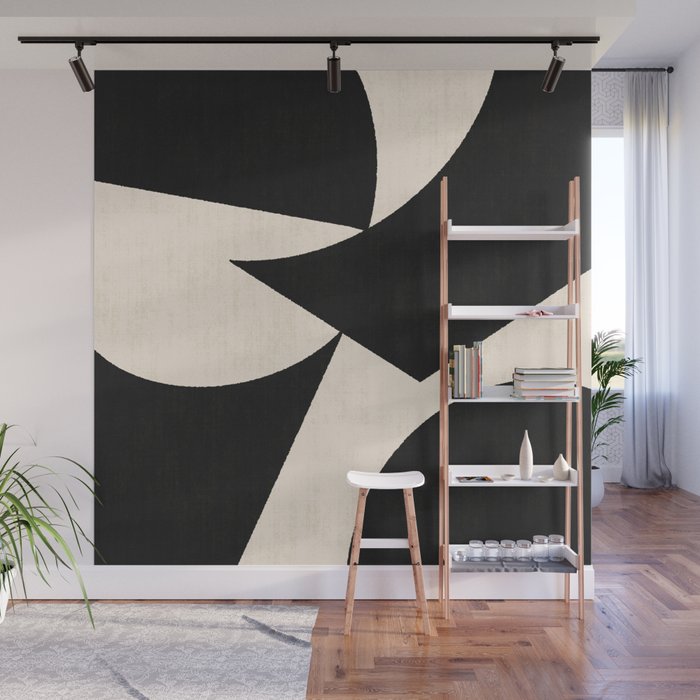 Cut-out Abstract Modern Shapes - black Wall Mural Gallery Image 1