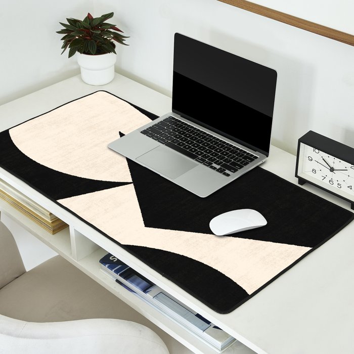 Cut-out Abstract Modern Shapes - black Desk Mat Gallery Image 2