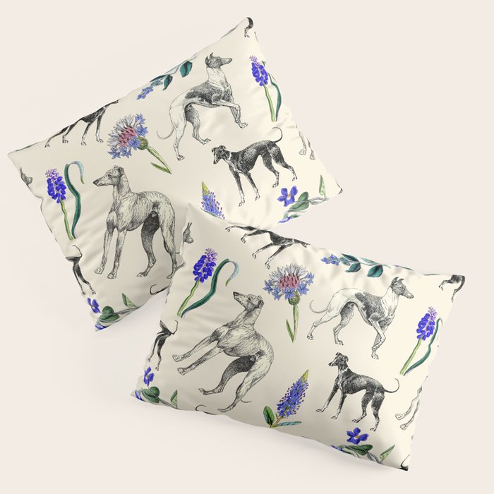 GREYHOUND DOGS and PRESSED FLOWERS Pillow Sham Gallery Image 3