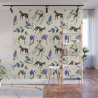 GREYHOUND DOGS and PRESSED FLOWERS Wall Mural Gallery Image 1