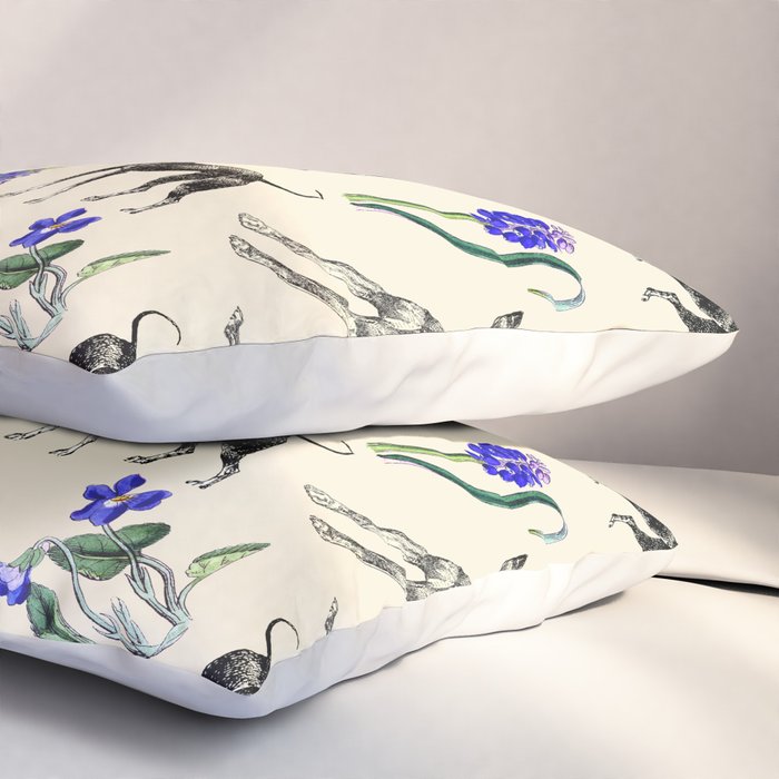 GREYHOUND DOGS and PRESSED FLOWERS Pillow Sham Gallery Image 3