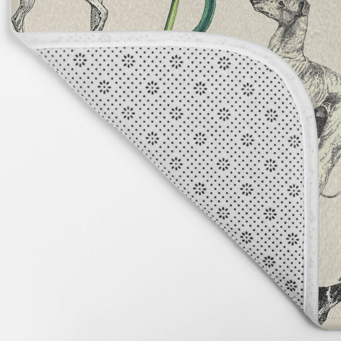 GREYHOUND DOGS and PRESSED FLOWERS Bath Mat Gallery Image 2