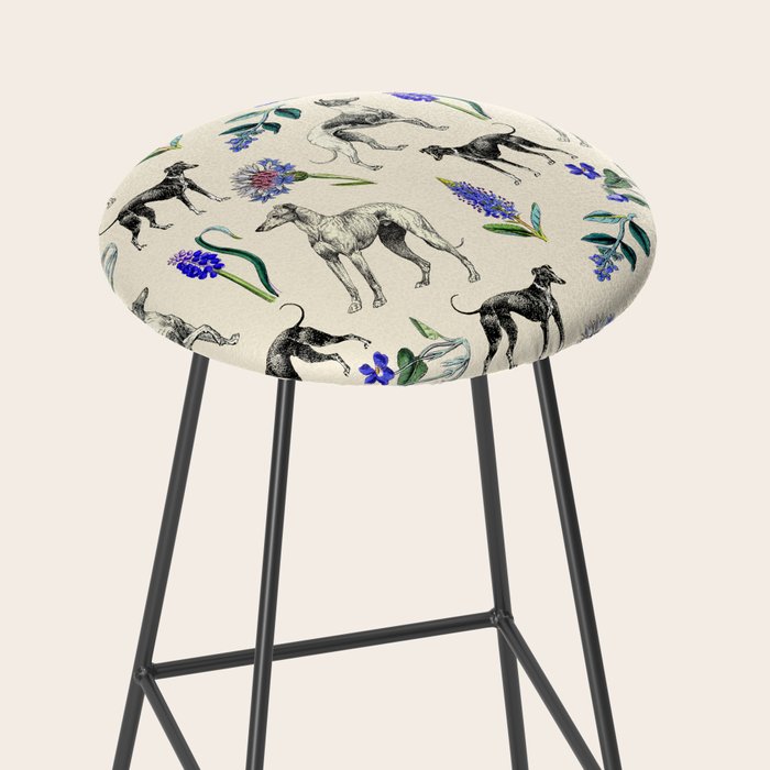 GREYHOUND DOGS and PRESSED FLOWERS Stool Gallery Image 2