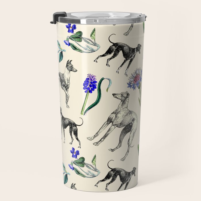 GREYHOUND DOGS and PRESSED FLOWERS Travel Mug Gallery Image 3