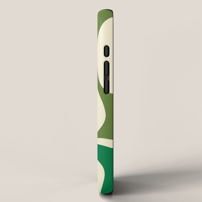 Modern Liquid Swirl Abstract Pattern Square in Retro Christmas Red Green Cream iPhone Case Gallery Image 2