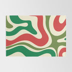 Modern Liquid Swirl Abstract Pattern Square in Retro Christmas Red Green Cream Rug Gallery Image 2