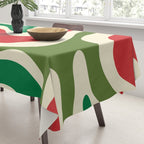 Modern Liquid Swirl Abstract Pattern Square in Retro Christmas Red Green Cream Tablecloth Gallery Image 3