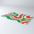 Modern Liquid Swirl Abstract Pattern Square in Retro Christmas Red Green Cream Rug Gallery Image 3
