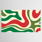 Modern Liquid Swirl Abstract Pattern Square in Retro Christmas Red Green Cream Tablecloth Gallery Image 2