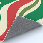 Modern Liquid Swirl Abstract Pattern Square in Retro Christmas Red Green Cream Rug Gallery Image 4