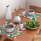 Modern Liquid Swirl Abstract Pattern Square in Retro Christmas Red Green Cream Placemat Gallery Image 2