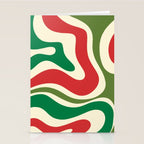 Modern Liquid Swirl Abstract Pattern Square in Retro Christmas Red Green Cream Stationery Card Gallery Image 2