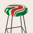 Modern Liquid Swirl Abstract Pattern Square in Retro Christmas Red Green Cream Stool Gallery Image 2