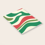 Modern Liquid Swirl Abstract Pattern Square in Retro Christmas Red Green Cream Notebook Gallery Image 3