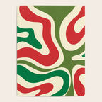 Modern Liquid Swirl Abstract Pattern Square in Retro Christmas Red Green Cream Poster Gallery Image 4