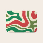 Modern Liquid Swirl Abstract Pattern Square in Retro Christmas Red Green Cream Bath Mat Gallery Image 1