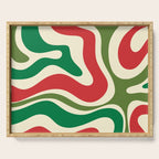 Modern Liquid Swirl Abstract Pattern Square in Retro Christmas Red Green Cream Serving Tray Gallery Image 1