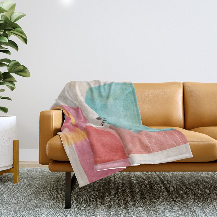 mid century organic shapes spring 21 Throw Blanket Gallery Image 1