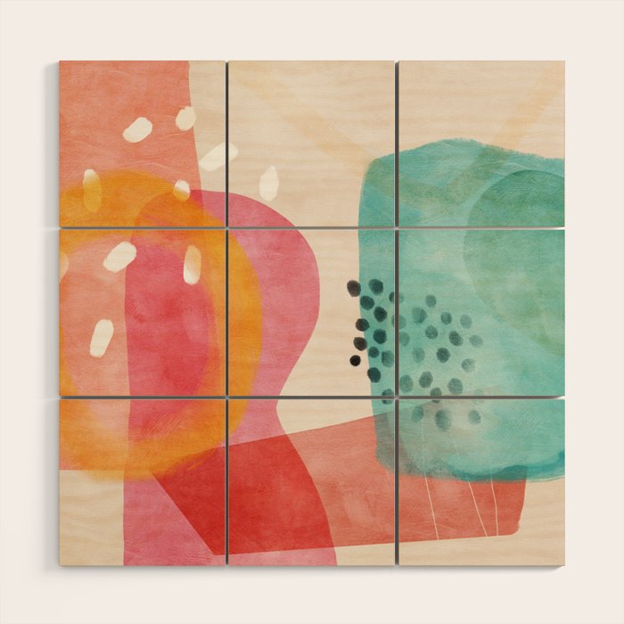 mid century organic shapes spring 21 Wood Wall Art Gallery Image 1