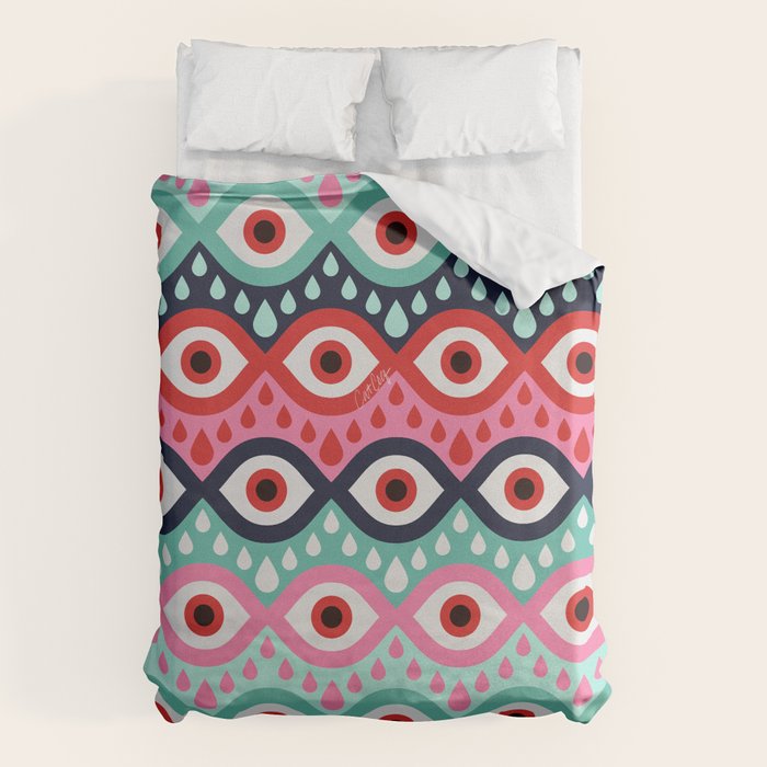 Garnished Eyes - Mint & Pink Duvet Cover Gallery Image 6