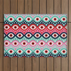 Garnished Eyes - Mint & Pink Outdoor Rug Gallery Image 1