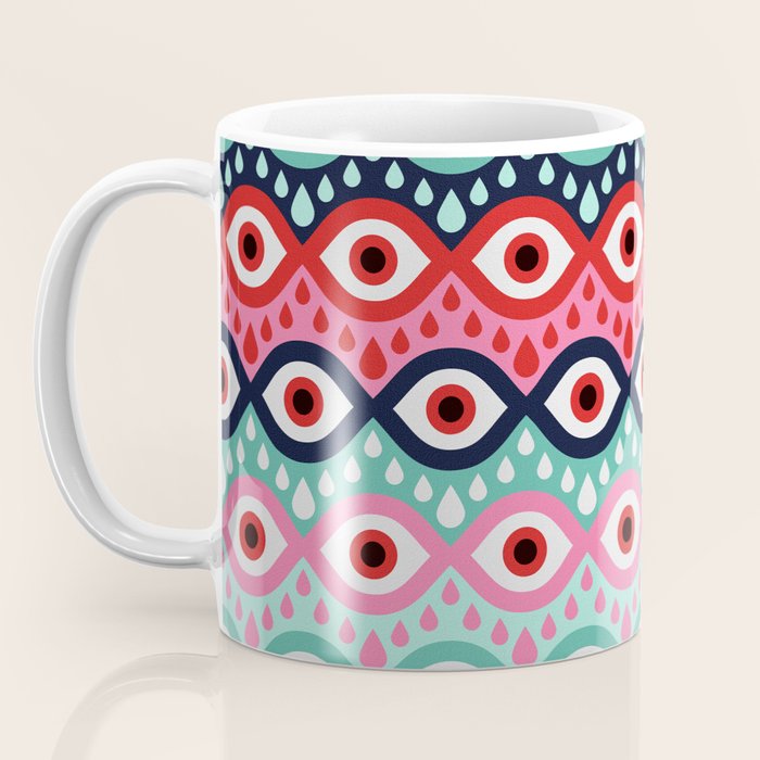 Garnished Eyes - Mint & Pink Coffee Mug Gallery Image 3