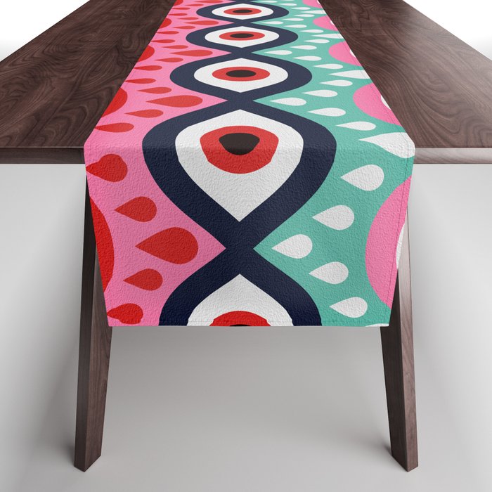 Garnished Eyes - Mint & Pink Table Runner Gallery Image 1