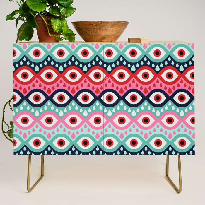 Garnished Eyes - Mint & Pink Credenza Gallery Image 1