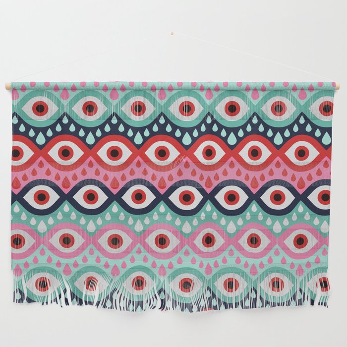 Garnished Eyes - Mint & Pink Wall Hanging Gallery Image 1