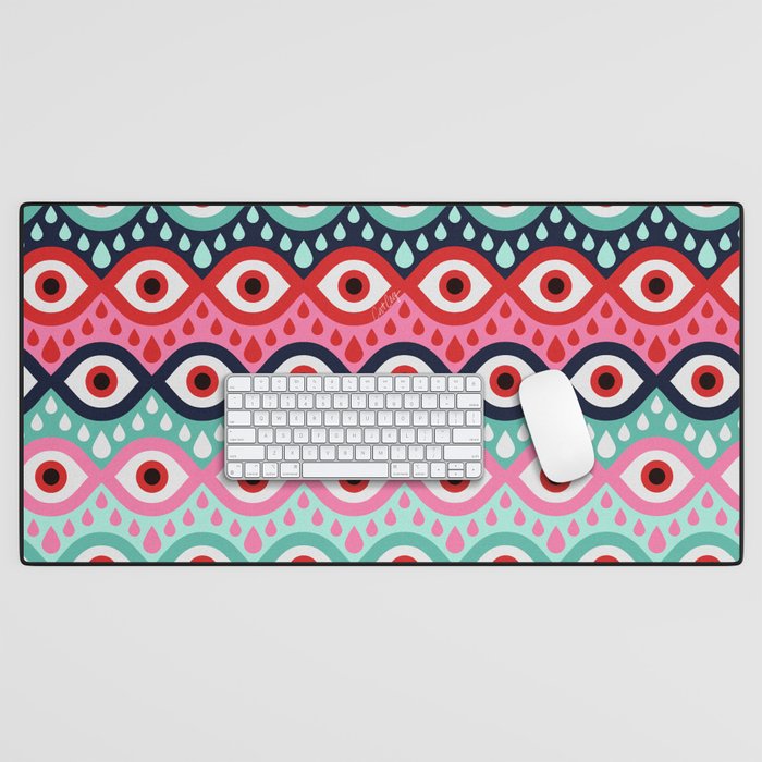 Garnished Eyes - Mint & Pink Desk Mat Gallery Image 1
