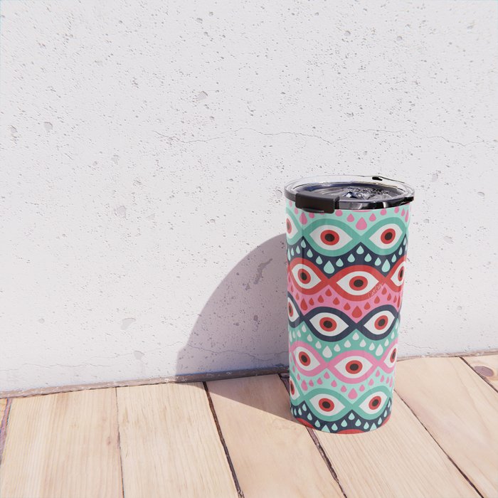 Garnished Eyes - Mint & Pink Travel Mug Gallery Image 4