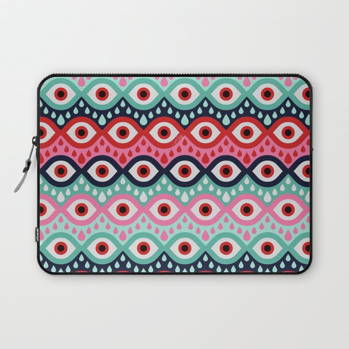 Garnished Eyes - Mint & Pink Laptop Sleeve Gallery Image 1