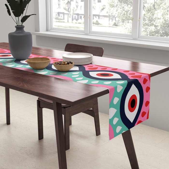 Garnished Eyes - Mint & Pink Table Runner Gallery Image 2