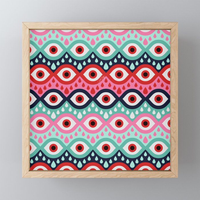 Garnished Eyes - Mint & Pink Mini Art Print Gallery Image 1
