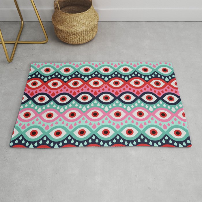 Garnished Eyes - Mint & Pink Rug Gallery Image 1