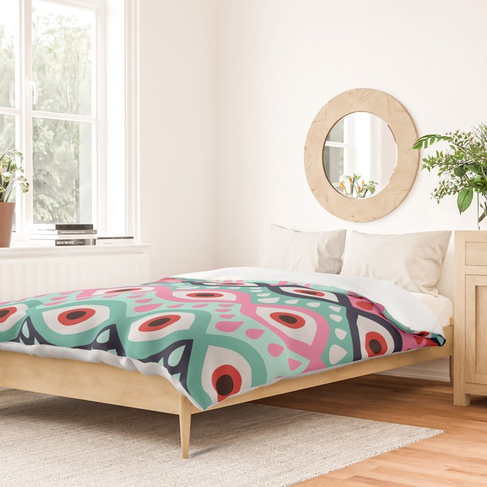 Garnished Eyes - Mint & Pink Duvet Cover Gallery Image 2