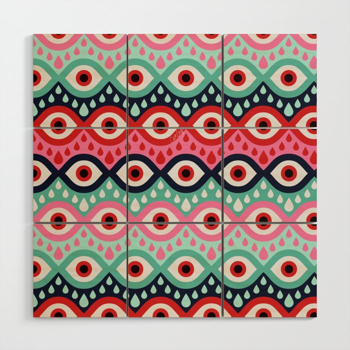 Garnished Eyes - Mint & Pink Wood Wall Art Gallery Image 1