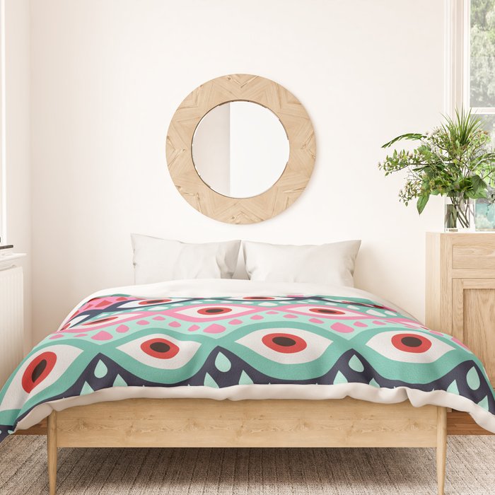 Garnished Eyes - Mint & Pink Duvet Cover Gallery Image 3