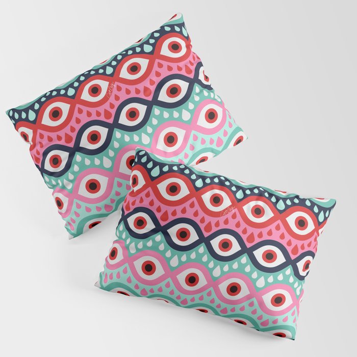 Garnished Eyes - Mint & Pink Pillow Sham Gallery Image 3
