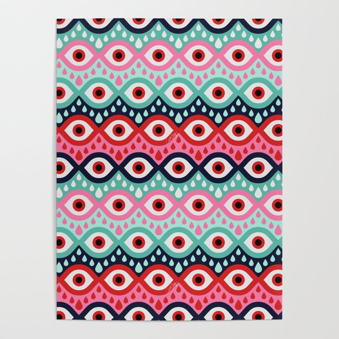 Garnished Eyes - Mint & Pink Poster Gallery Image 4