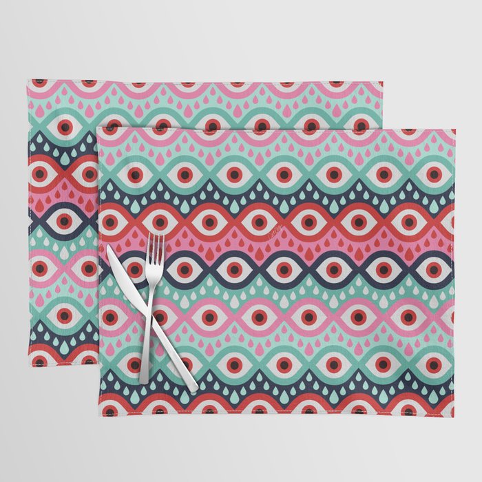 Garnished Eyes - Mint & Pink Placemat Gallery Image 1