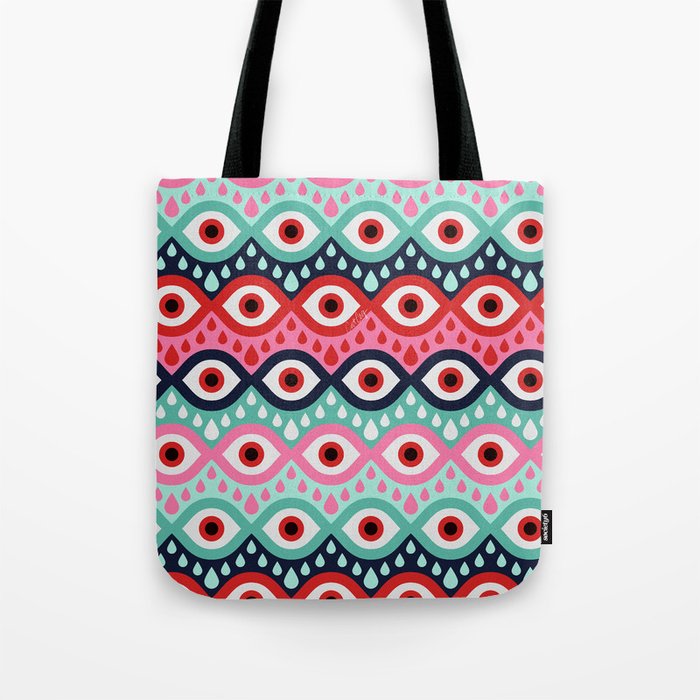 Garnished Eyes - Mint & Pink Tote Bag Gallery Image 1