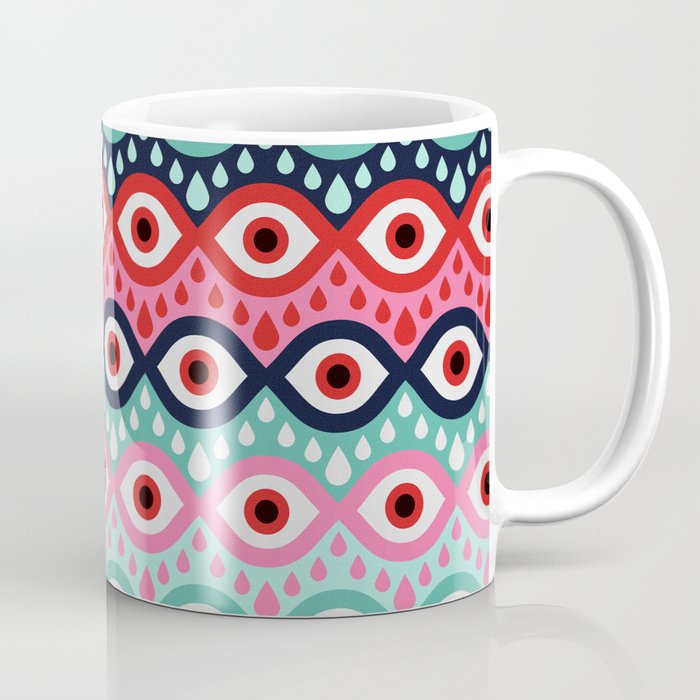 Garnished Eyes - Mint & Pink Coffee Mug Gallery Image 1