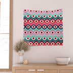 Garnished Eyes - Mint & Pink Wall Tapestry Gallery Image 2