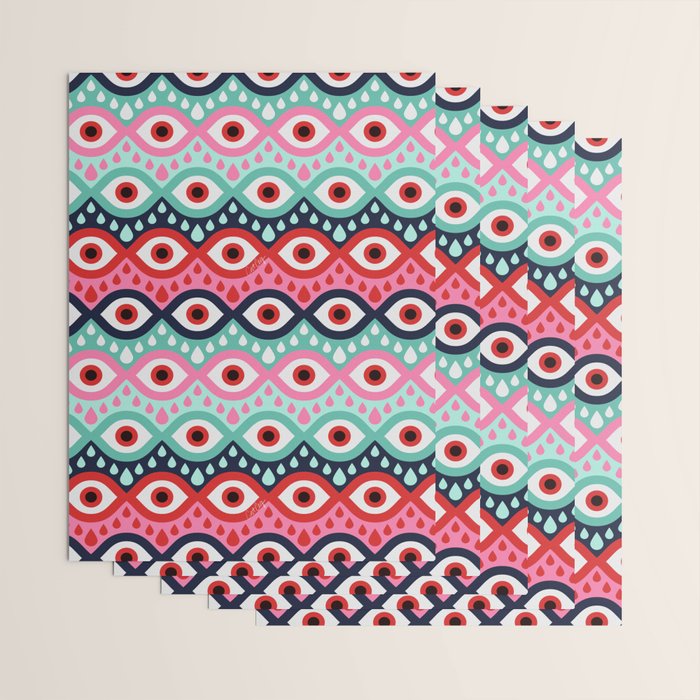 Garnished Eyes - Mint & Pink Wrapping Paper Gallery Image 3