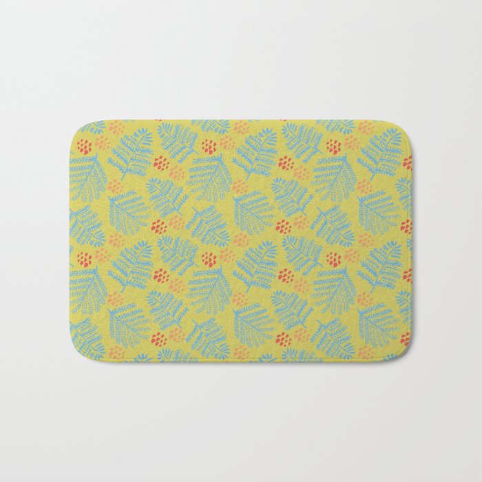 Winter & Woodsy Pine Trees in Yellow & Blue Bath Mat Gallery Image 1