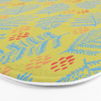Winter & Woodsy Pine Trees in Yellow & Blue Bath Mat Gallery Image 3