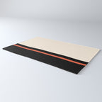 Minimal Solid Stripe Color Block Pattern in Black, Almond Cream, and Orange Rug Gallery Image 3